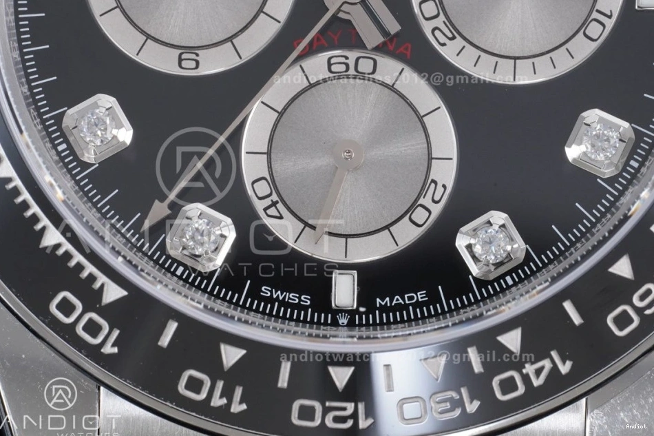 on Dial (Weighted) Oysterflex Silver VSF VS4131 Strap 1:1 Best Diamonds 126519 Daytona Edition Black V2 0306